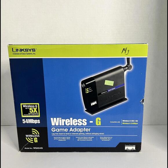 LINKSYS WGA54G INSTANT WIRELESS-G GAME ADAPTER IEEE 802..11B/G ETHERNET PORT - Picture 1 of 4
